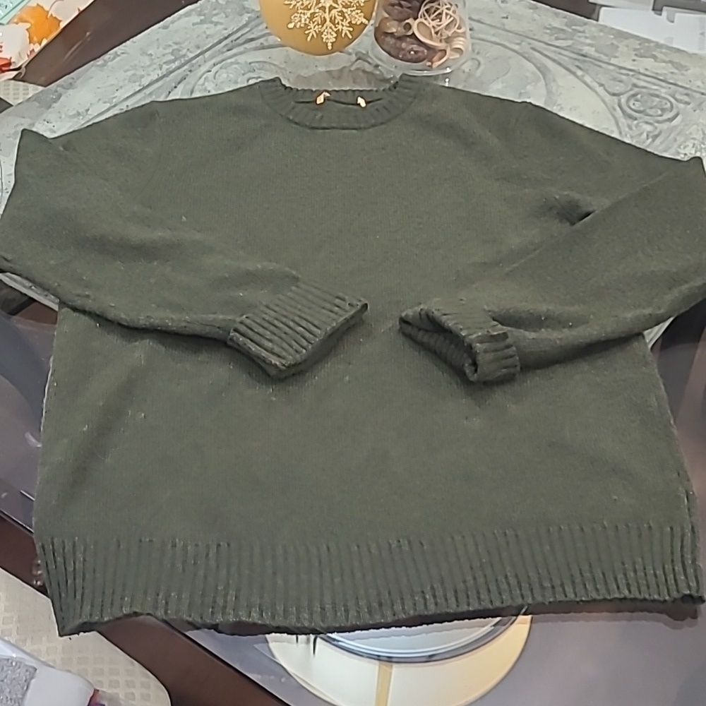 JOE FRESH MEN'S WOOL ARMY GREEN CHUNKY WINTER SWEATER MEDIUM SIZE